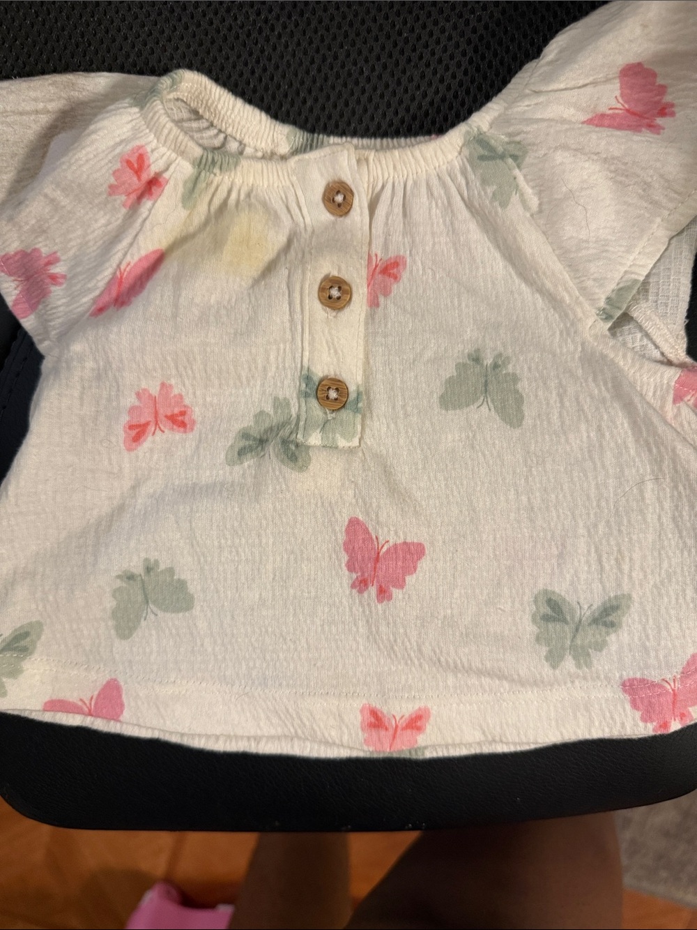 Carter's White Top with Pink and Sage Butterfly Print